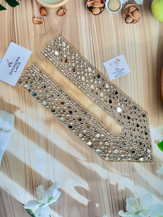 Beautiful Net Based Mirror Work Neck 130725