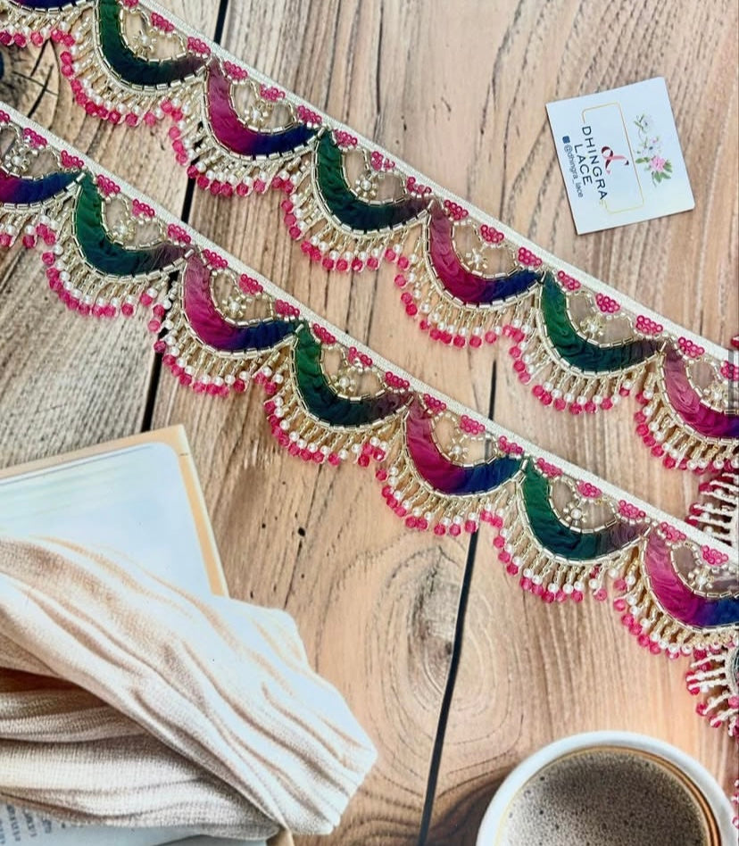 Beautiful Multicolour Black Hanging Lace (1 Meter) 220725/230726