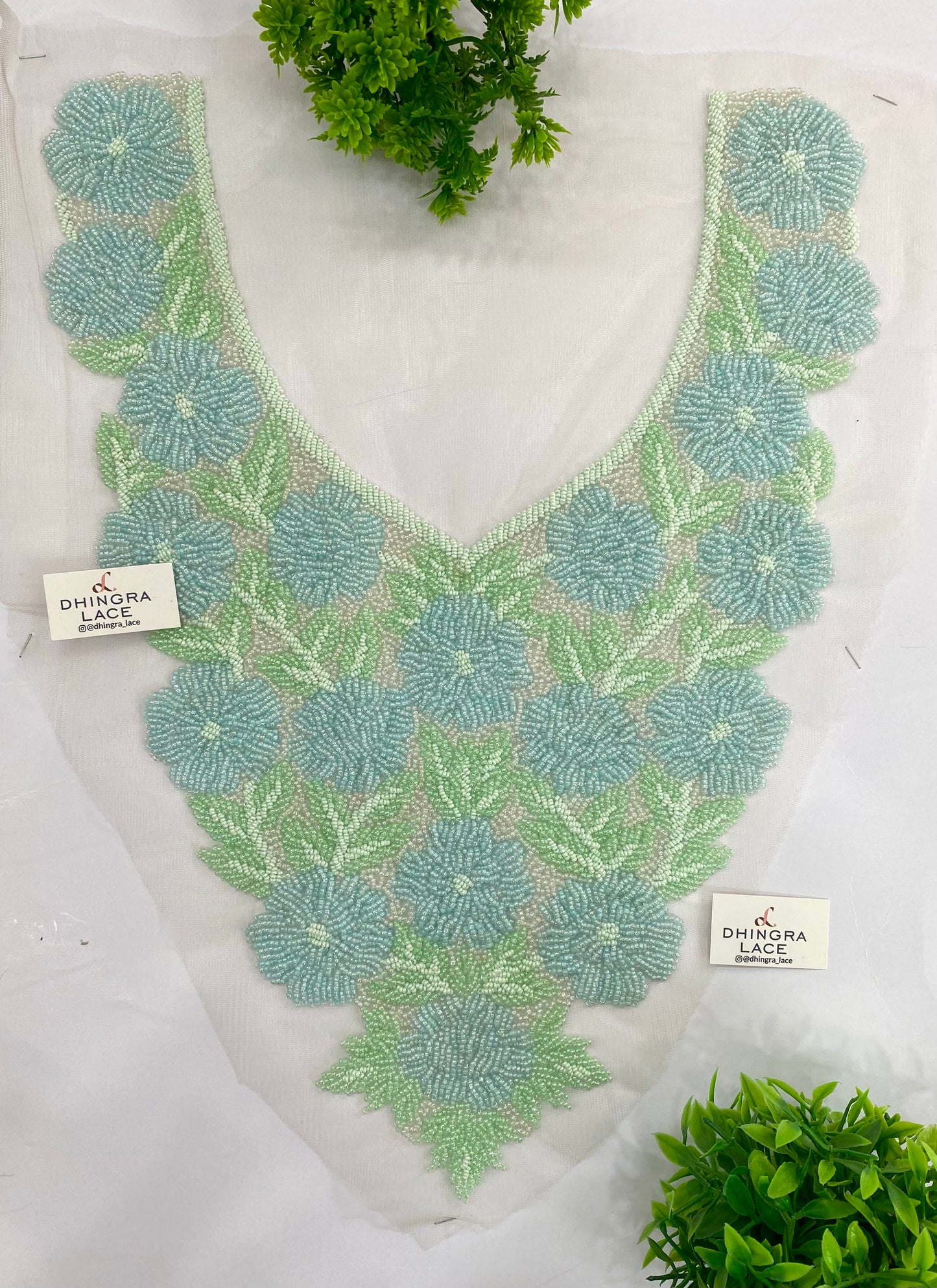 Beautiful Net Based Handwork Neck Patches Length 16 Inches Width 11.5 Inches (1 Piece) 100726