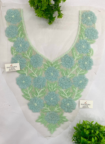 Beautiful Net Based Handwork Neck Patches Length 16 Inches Width 11.5 Inches (1 Piece) 100726