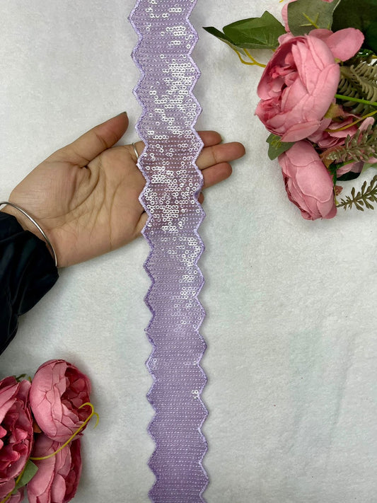 Beautiful Sequins Work Lace Lavender 240824
