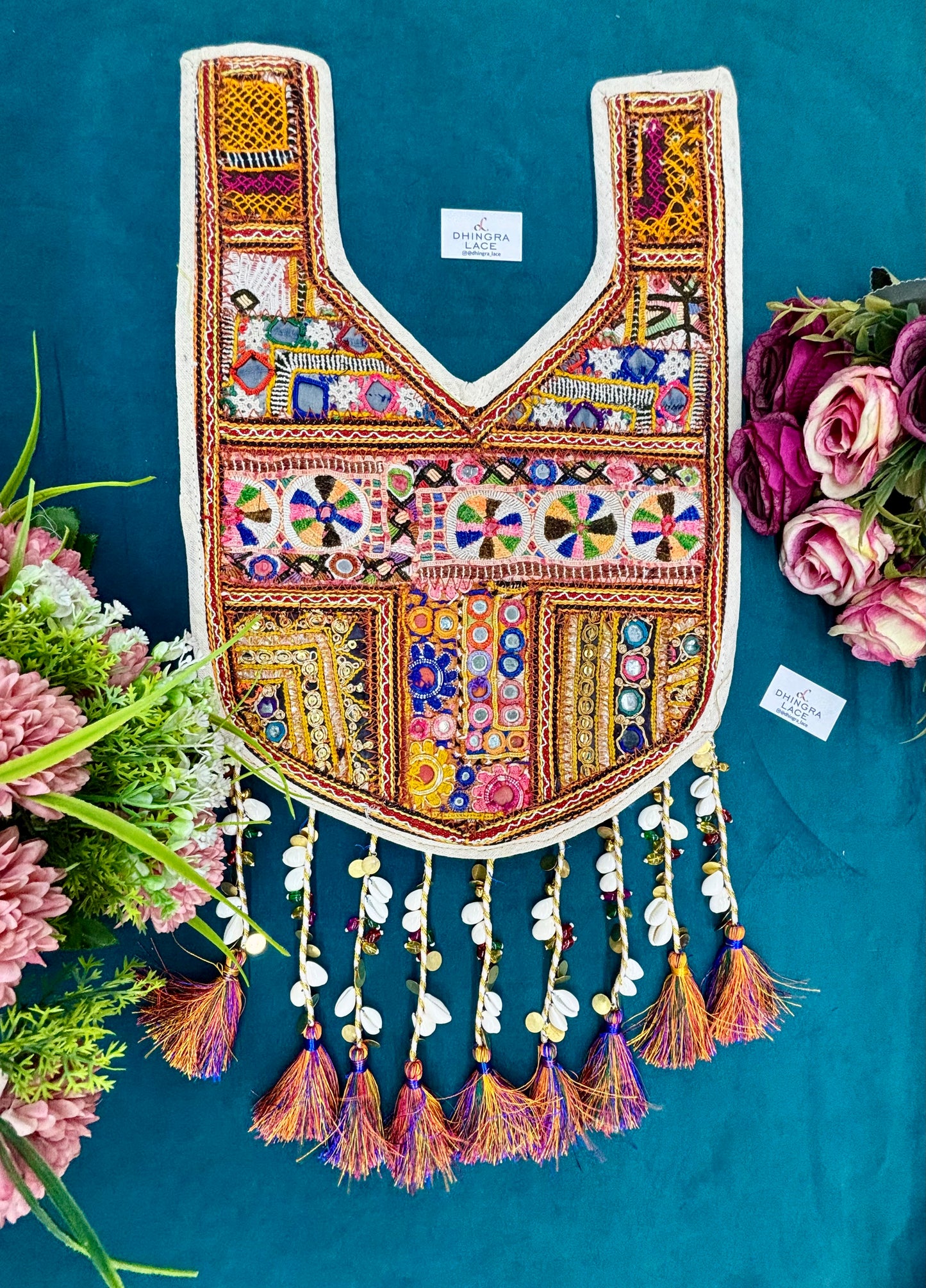 Beautiful Multicolour Mirror Work Hanging Neck Patches (1 Piece) 110826