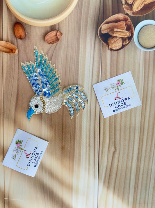 Beautiful Handwork Bird Patch Right Ferozi 071025