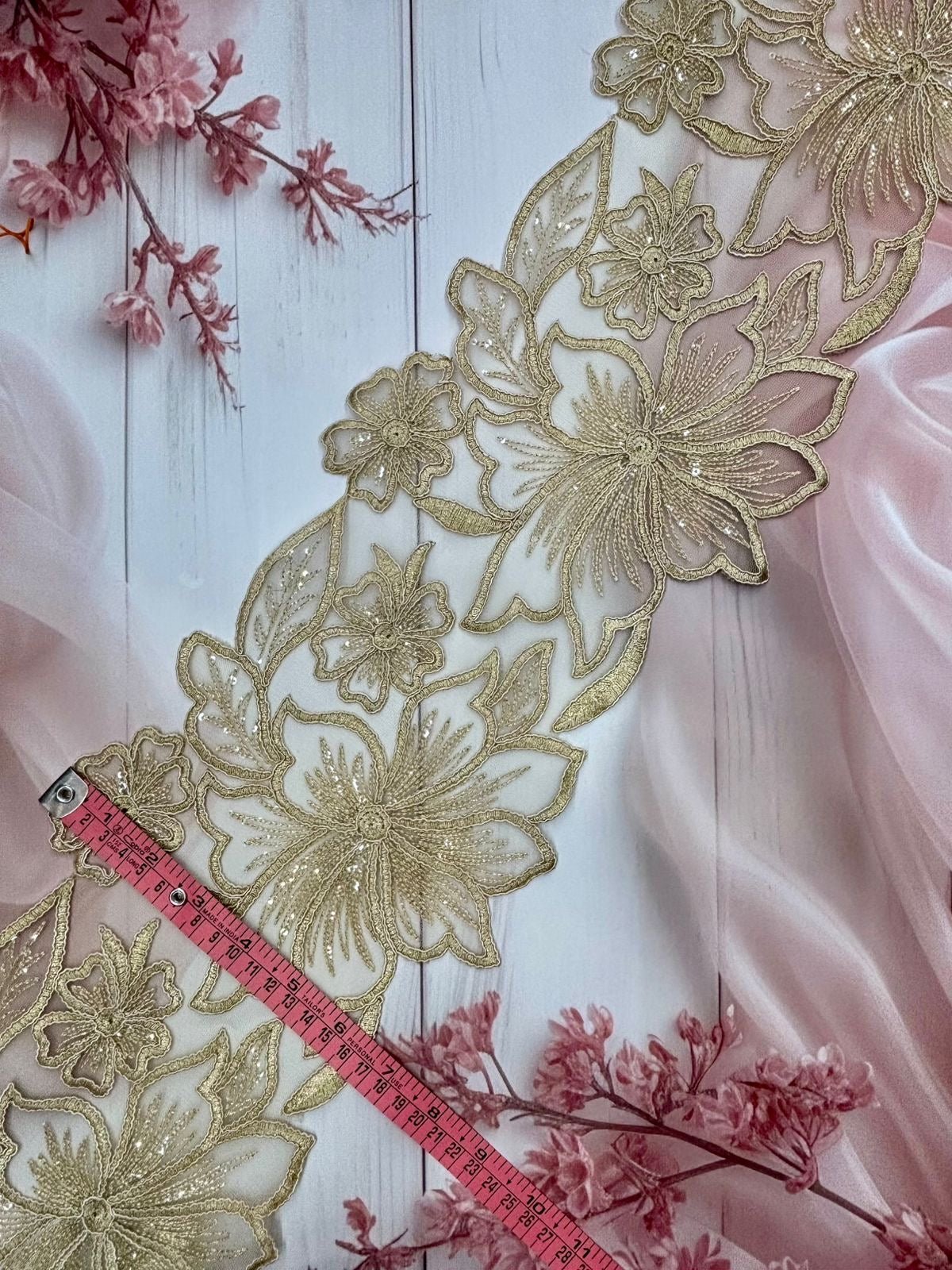 Beautiful Organza Based Zari Work Lace Gold 260725/ 280725
