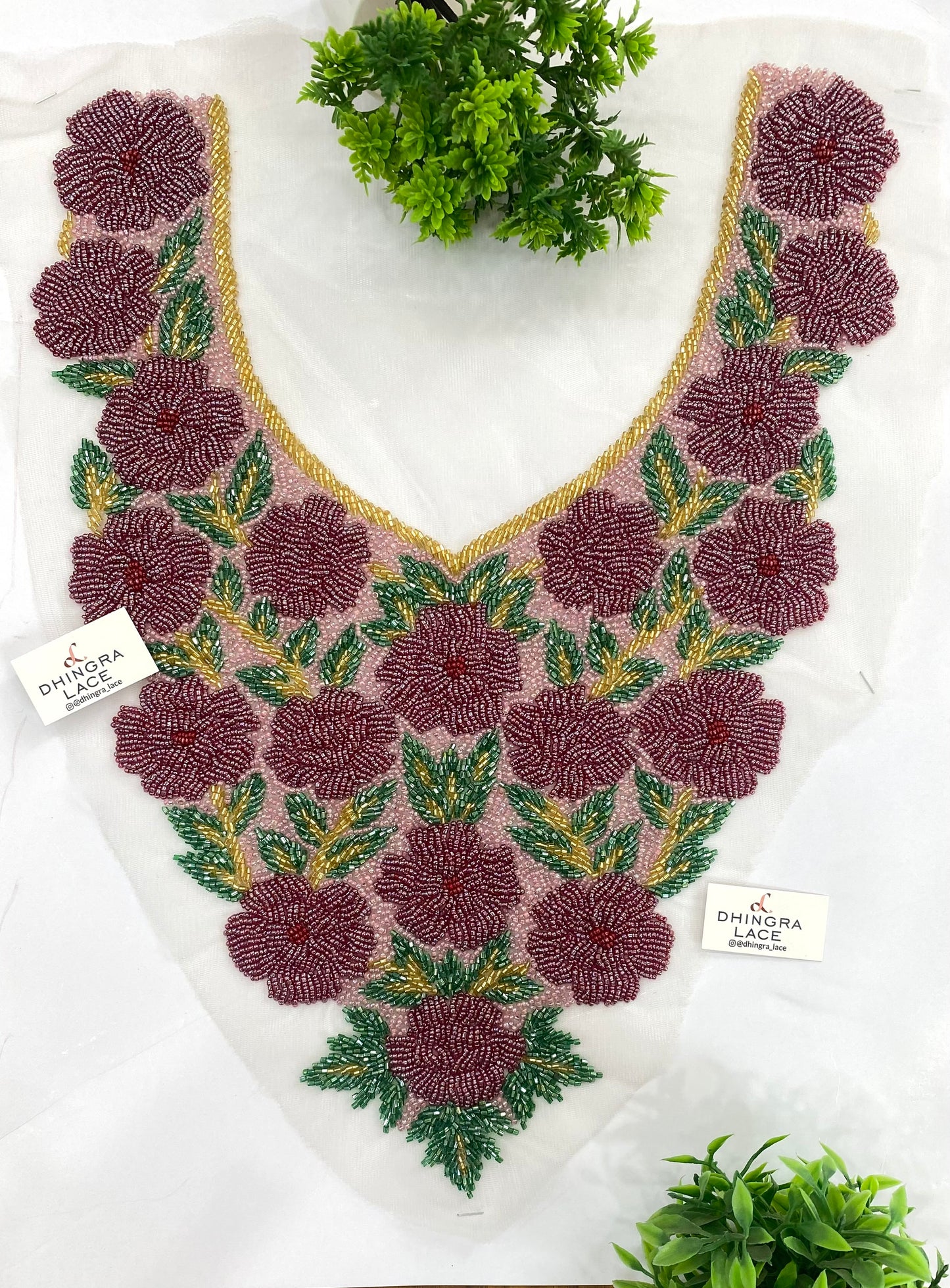 Beautiful Net Based Handwork Neck Patches Length 16 Inches Width 11.5 Inches (1 Piece) 100726