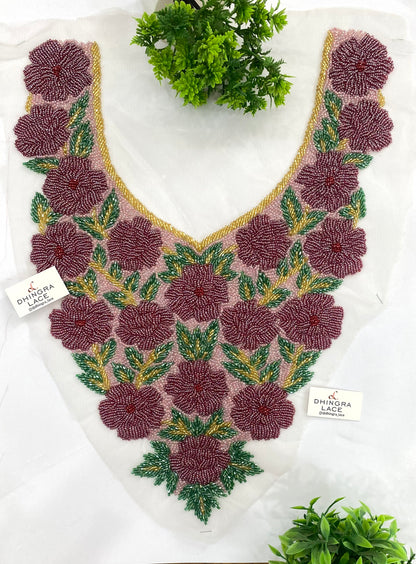 Beautiful Net Based Handwork Neck Patches Length 16 Inches Width 11.5 Inches (1 Piece) 100726