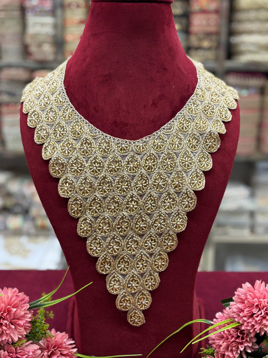Beautiful Organza Based Cutpipe And Beads Work Neck With Sleeves 170325