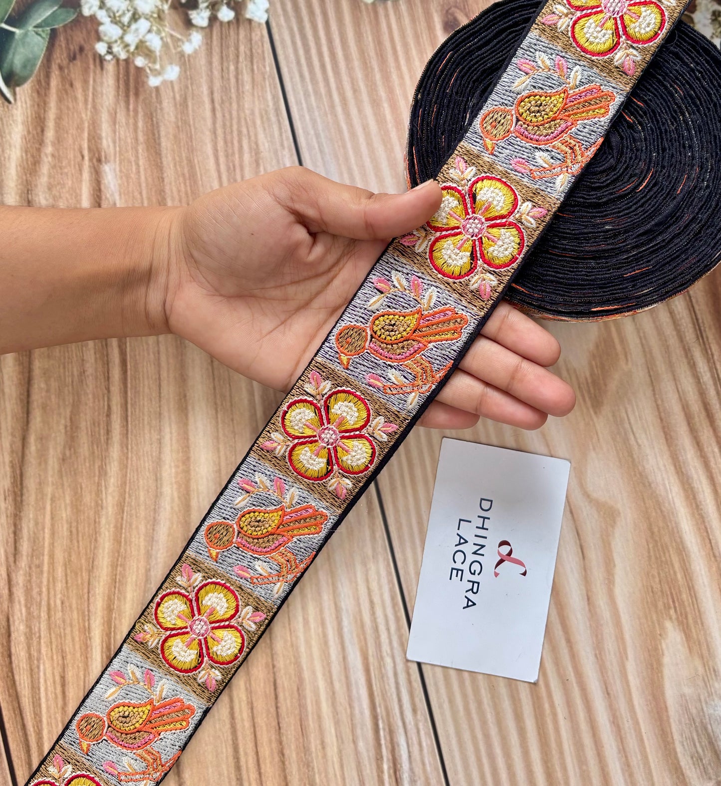 Beautiful Silk Based Thread Work Lace 040725
