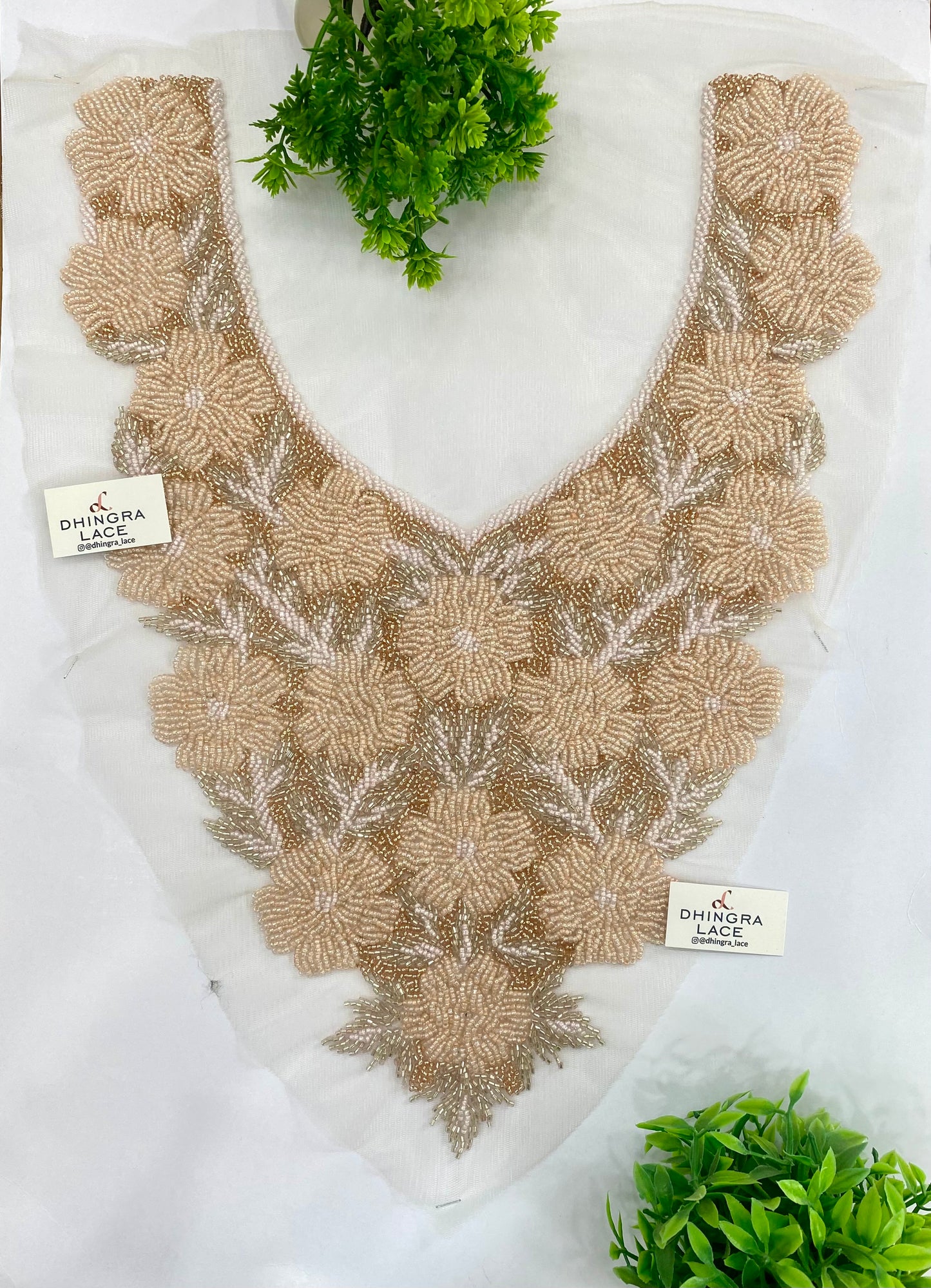 Beautiful Net Based Handwork Neck Patches Length 16 Inches Width 11.5 Inches (1 Piece) 100726