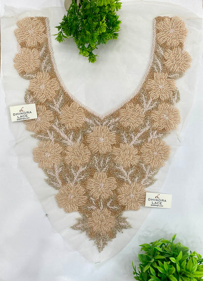 Beautiful Net Based Handwork Neck Patches Length 16 Inches Width 11.5 Inches (1 Piece) 100726