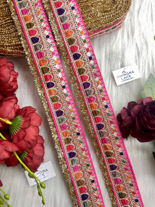 Beautiful Magenta Multi Sabyasachi 2 Inches Broad Lace 9 Meters 050126