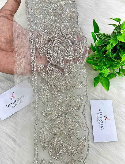 Beautiful Net Based Handwork Cutpipe And Sequence Work 4.5 Inches Broad Lace Multicolour 3 Meters 220525