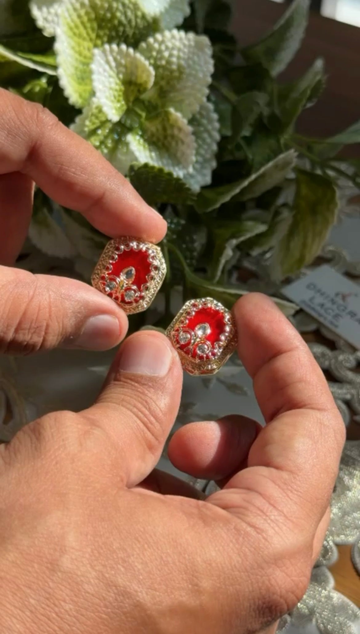 Beautiful Zarkan Work Marble Look Button 1 Pair(2 pieces) 260826