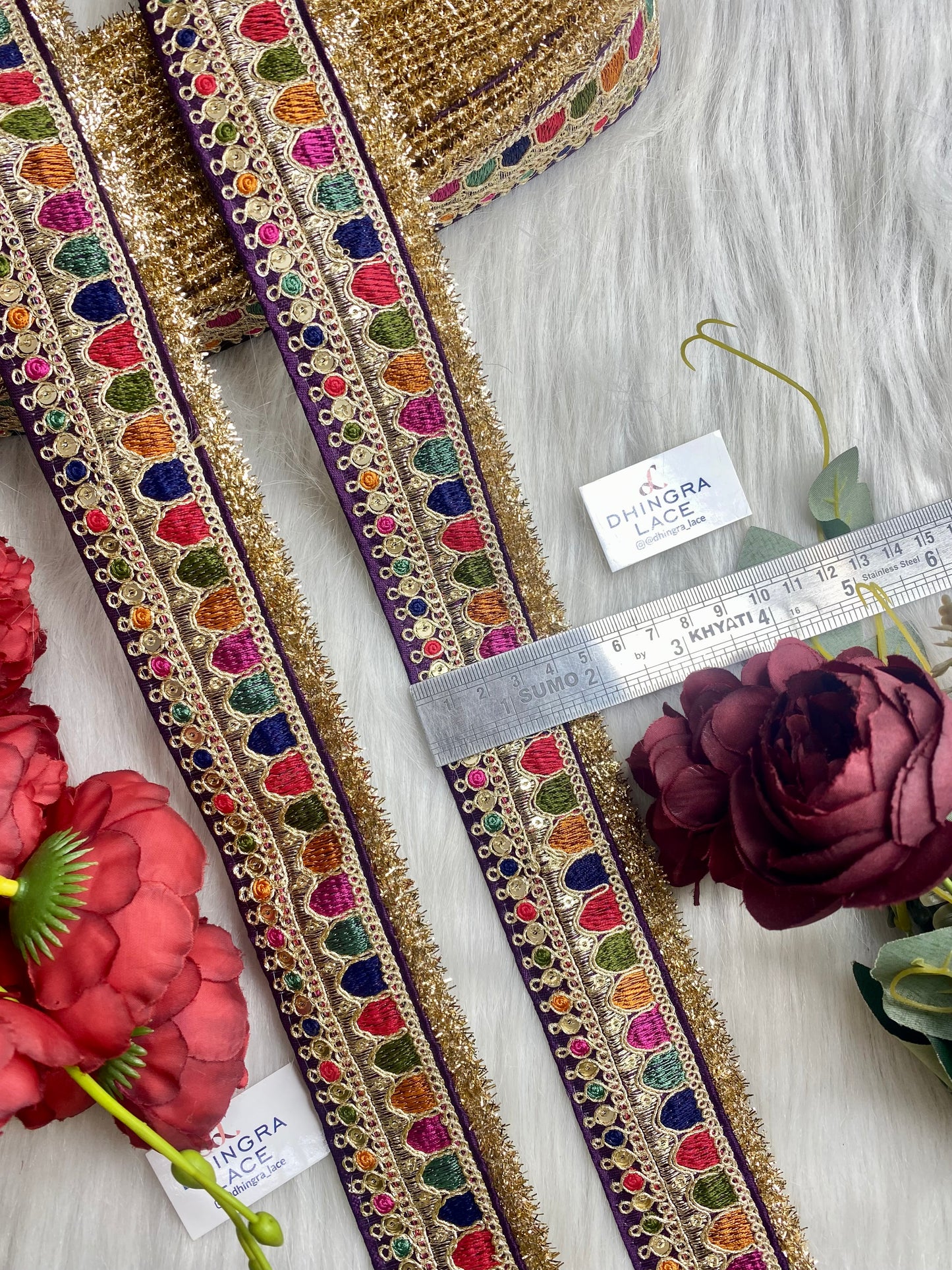 Beautiful Purple Multi Sabyasachi 2 Inches Broad Lace 9 Meters 050126