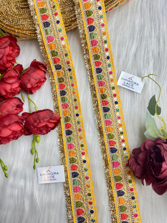 Beautiful Yellow Mult Sabyasachi 2 Inches Broad Lace 9 Meters 050126