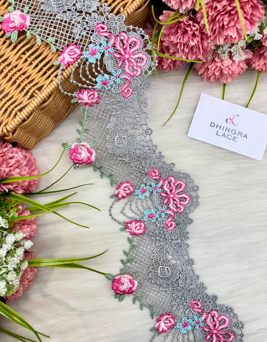 Beautiful Imported Guipure Lace Grey Multi 280125