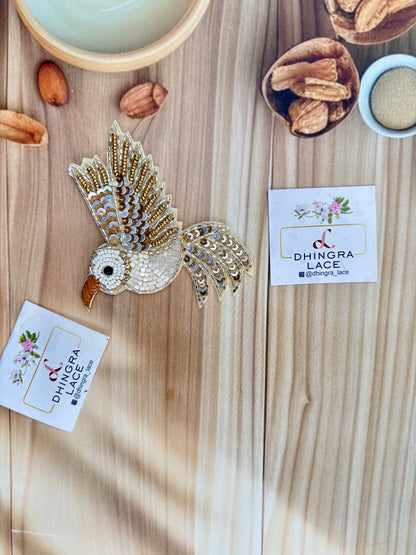 Beautiful Handwork Bird Patch Right Light Brown 071025