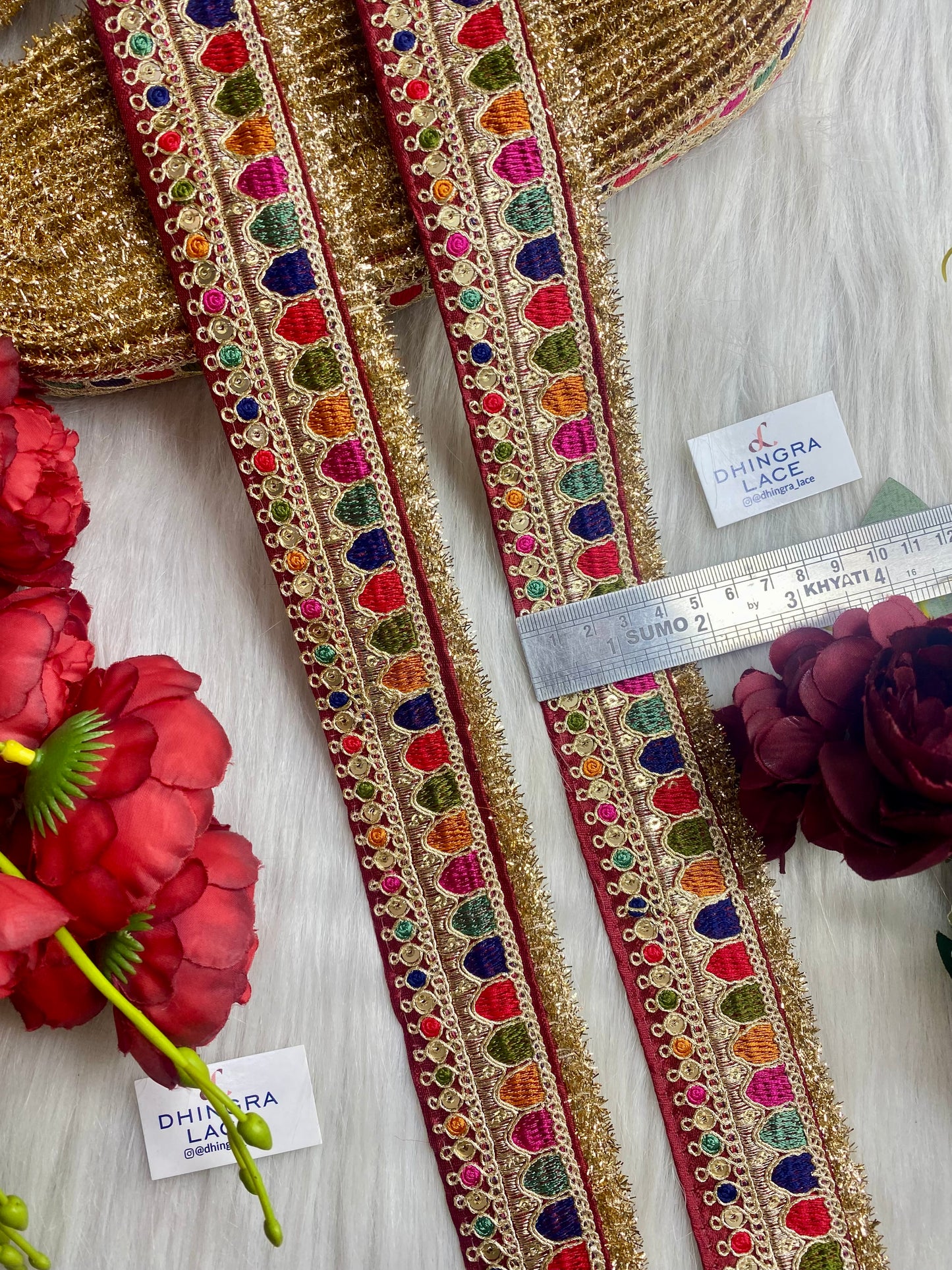 Beautiful Maroon Multi Sabyasachi 2 Inches Broad Lace 050126