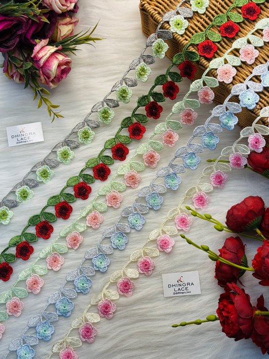 Beautiful Guipure Multicolour Flower Lace Medium (3 Meters) 090526