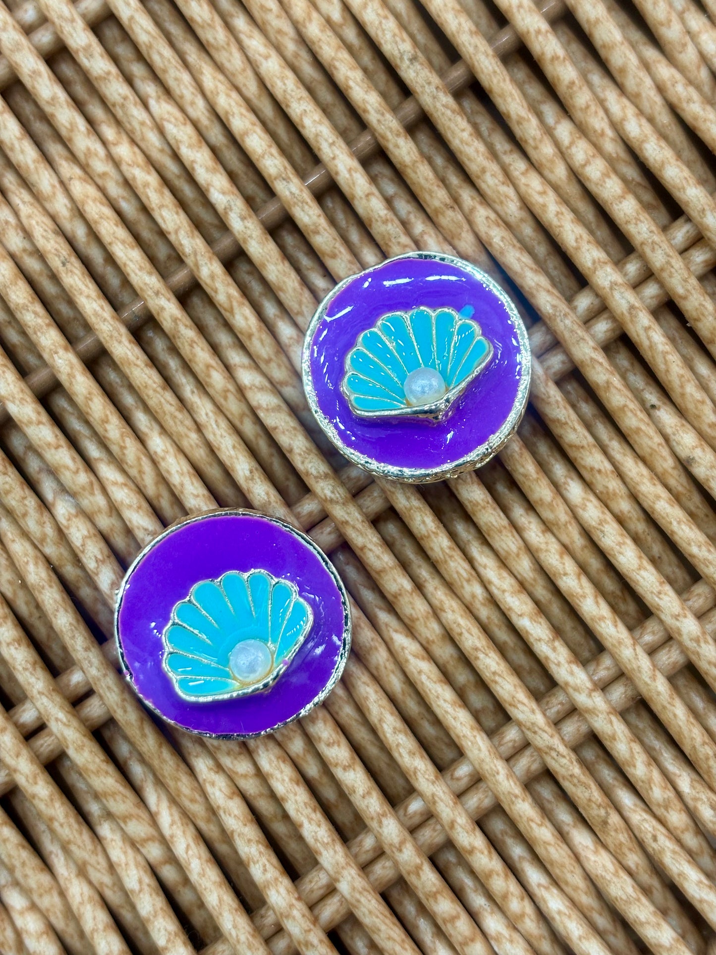 Beautiful Metal Minakari Shell Button (1 Pair 2 piece ) 140626