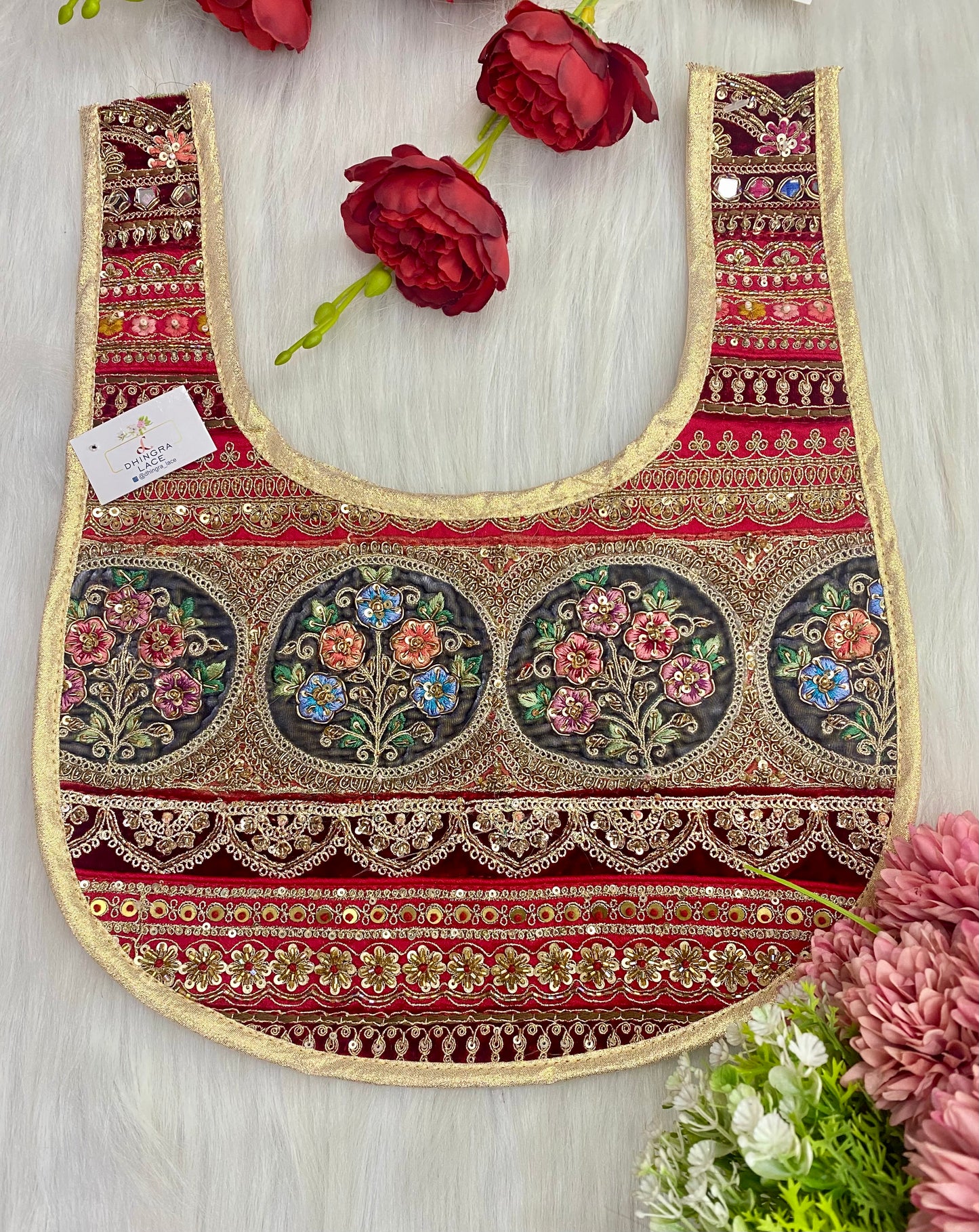 Beautiful Multicolour Zardozi Work Neck Patches 020126