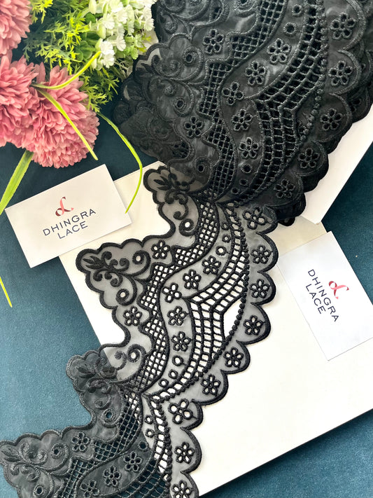 Beautiful Organza Based Lace Black 120525