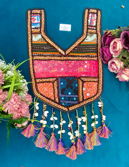 Beautiful Multicolour Mirror Work Hanging Neck Patches (1 Piece) 110826