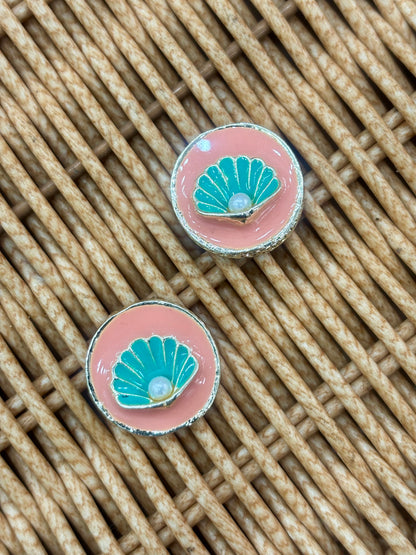 Beautiful Metal Minakari Shell Button (1 Pair 2 piece ) 140626