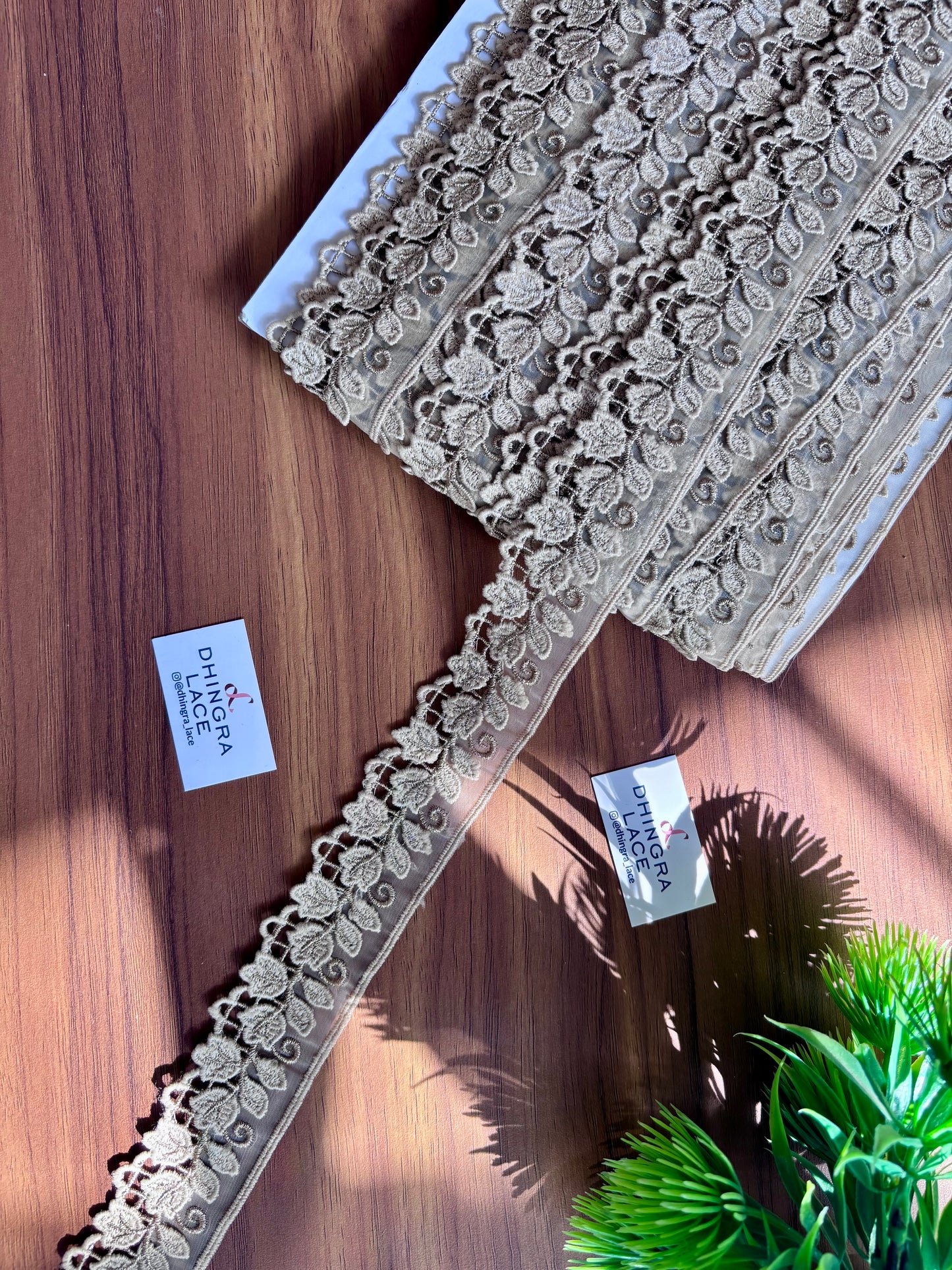 Beautiful Organza Based Guipure And Zari Work Lace Beige 051225