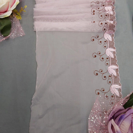 Net Based Thread Work Lace  Baby Pink  080824
