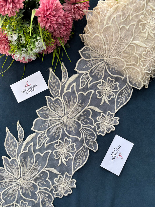 Beautiful Organza Based Flower Lace Off White 190525/170625