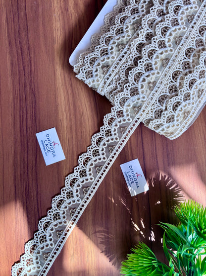 Beautiful Organza Based Guipure And Zari Work Lace Cream 051225