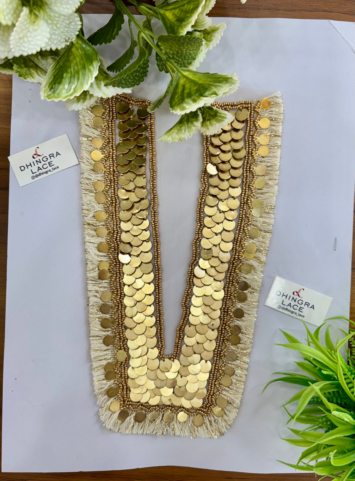 Beautiful Net Based Coins And Fringes Work Neck Patch 030926