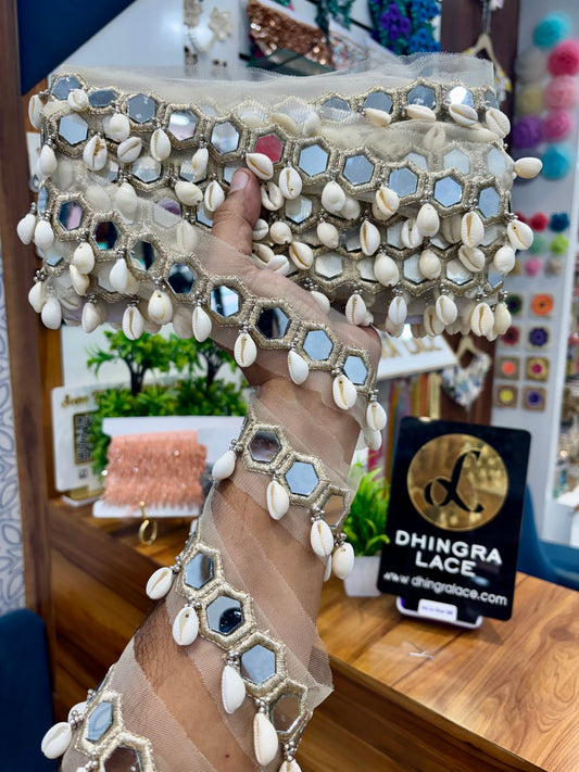 Beautiful Mirror Work Hanging Lace Water Gold 260925