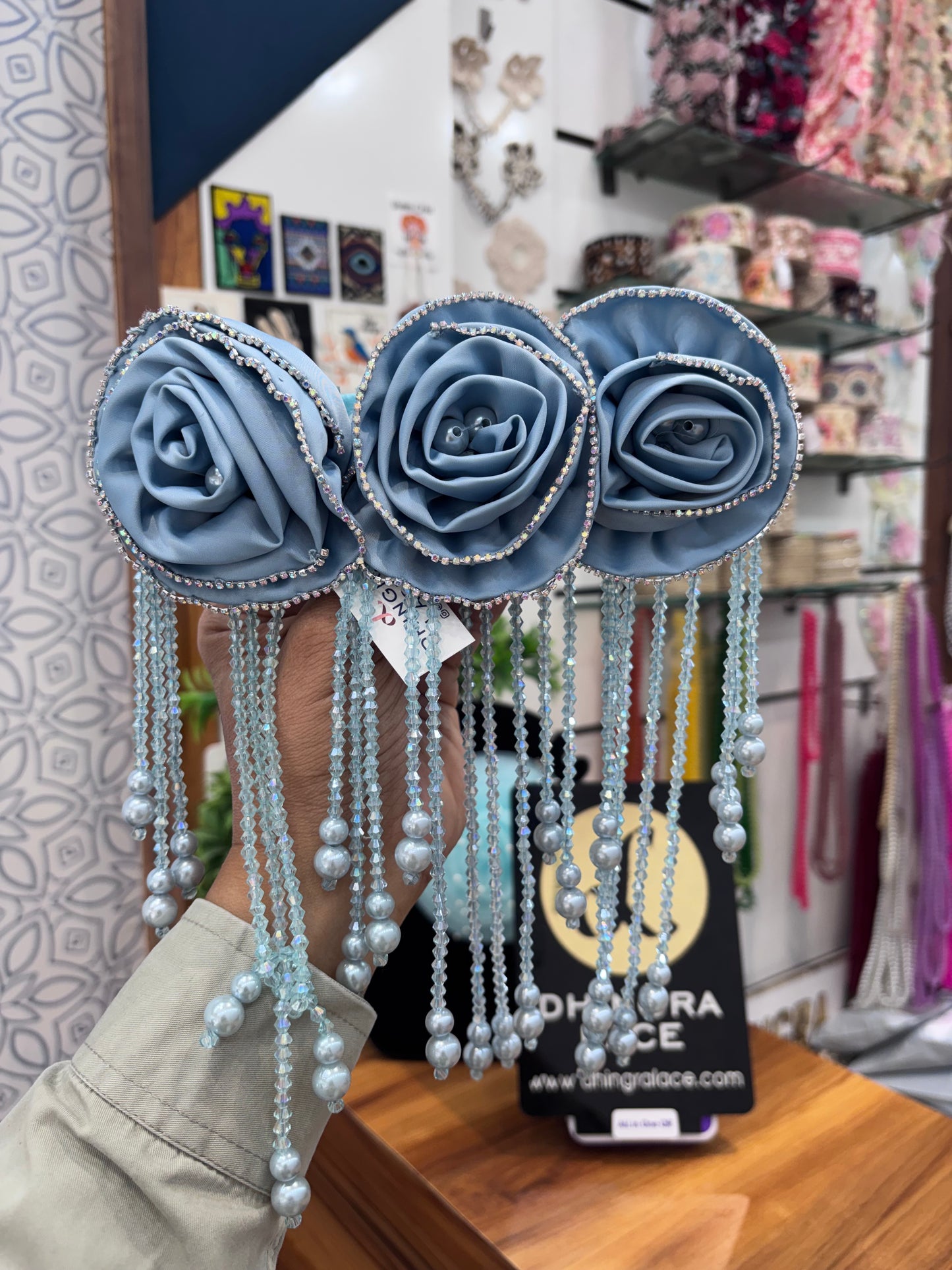 Beautiful Hanging Shoulder/Back Neck Patches Light Blue 021225