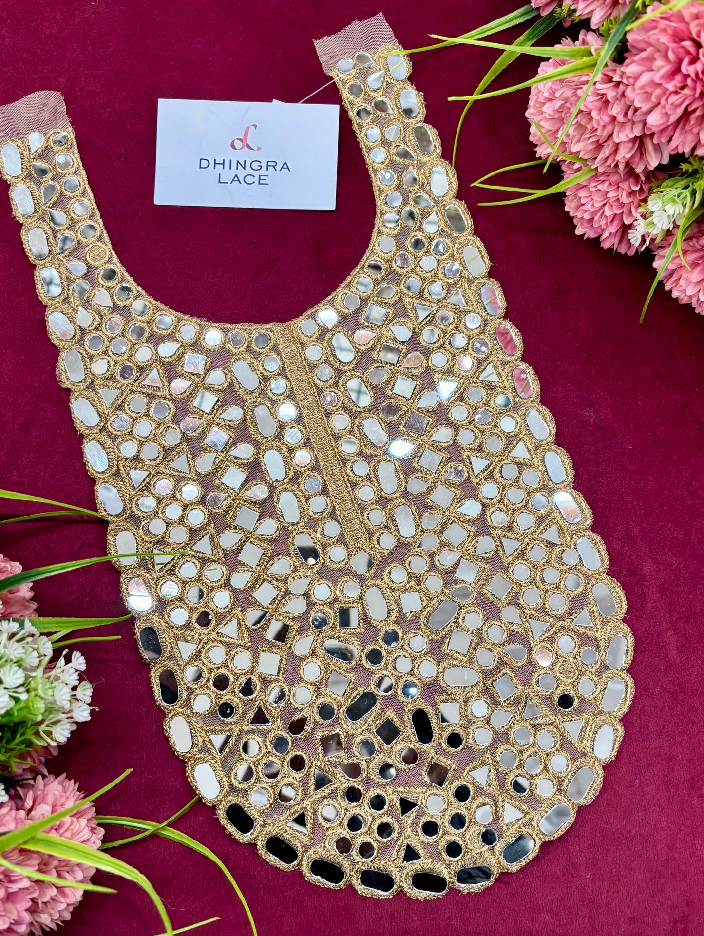 Beautiful Mirror Work Neck Gold 010325