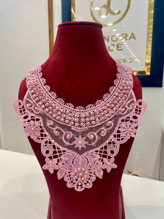 Beautiful Organza Based Pearl Work Guipure Neck 040426/100426