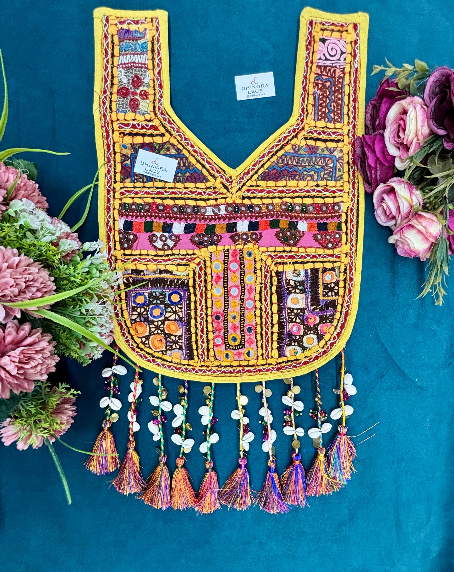 Beautiful Multicolour Mirror Work Hanging Neck Patches (1 Piece) 110826