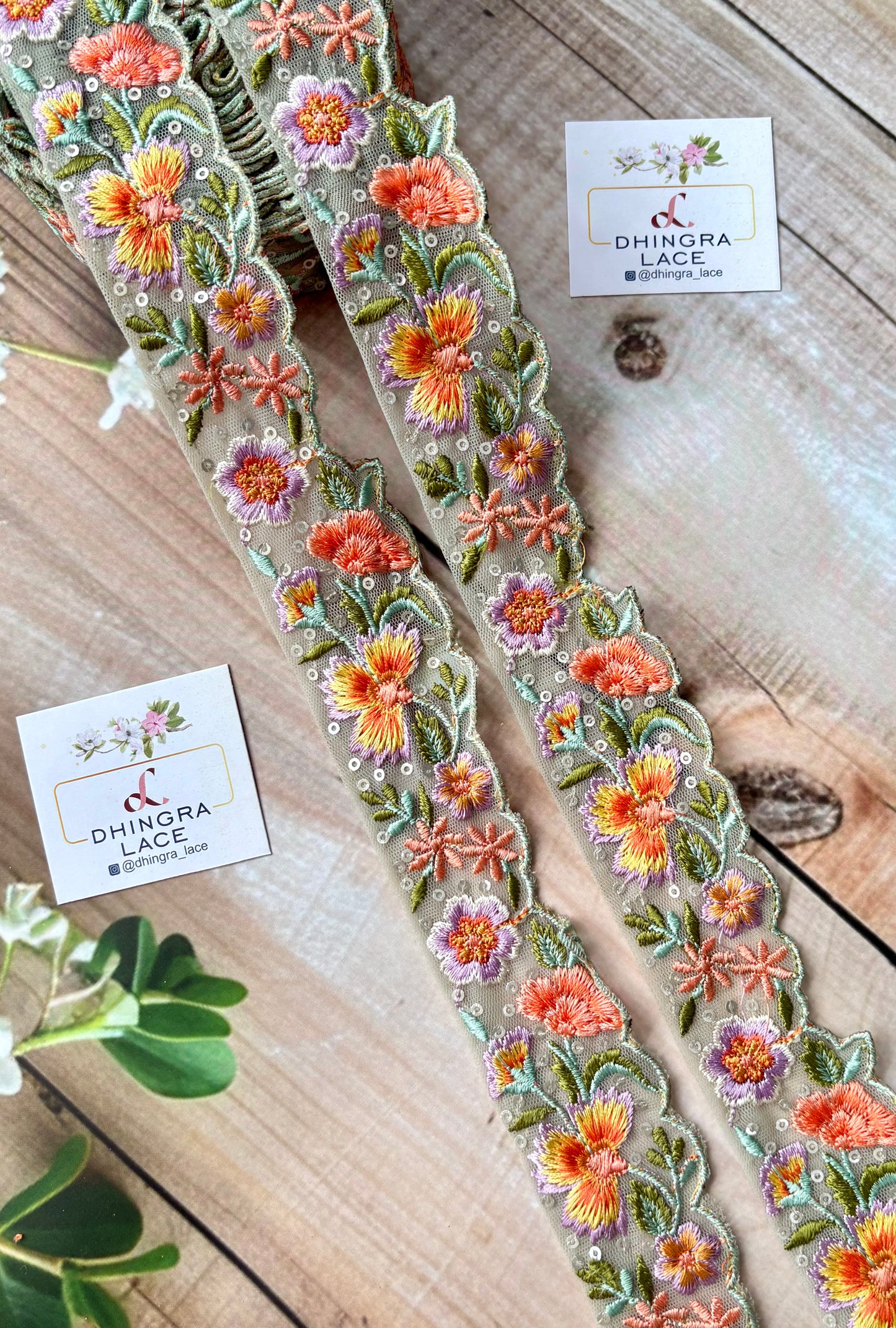 Beautiful Net Based Threadwork Lace Multicolour 280825