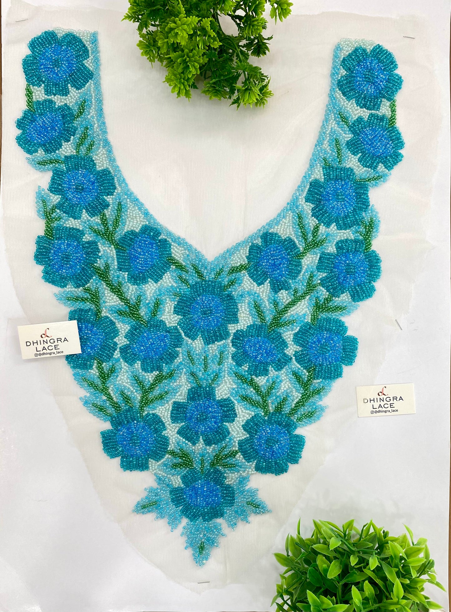 Beautiful Net Based Handwork Neck Patches Length 16 Inches Width 11.5 Inches (1 Piece) 100726