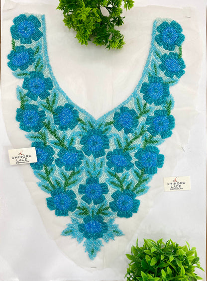 Beautiful Net Based Handwork Neck Patches Length 16 Inches Width 11.5 Inches (1 Piece) 100726