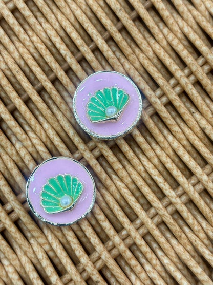 Beautiful Metal Minakari Shell Button (1 Pair 2 piece ) 140626
