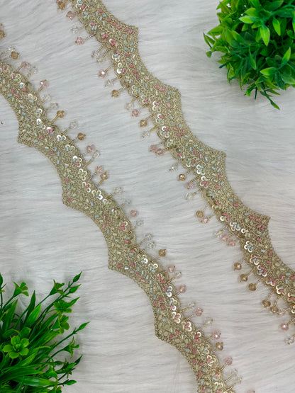 Handwork Scallop Hanging Crystals Lace (3 Meters) 250926