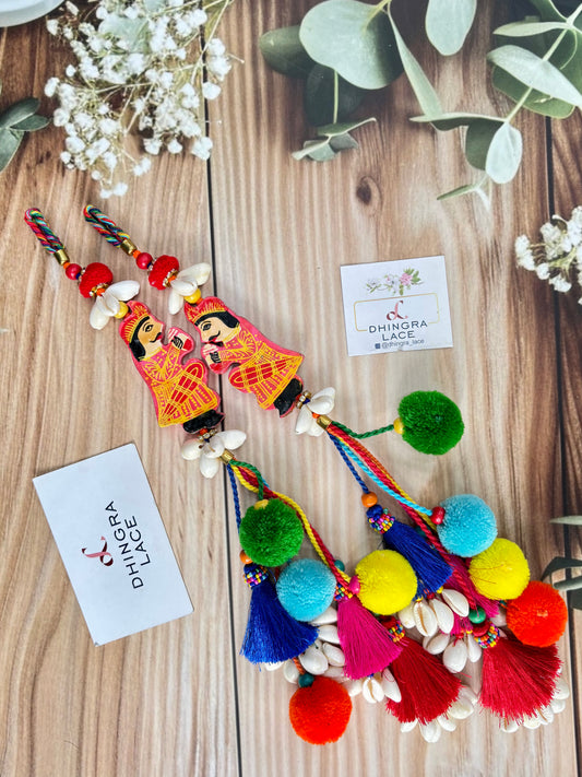 Beautiful Multicolour Gujarati Raja Rani Long Hanging Pair 250625