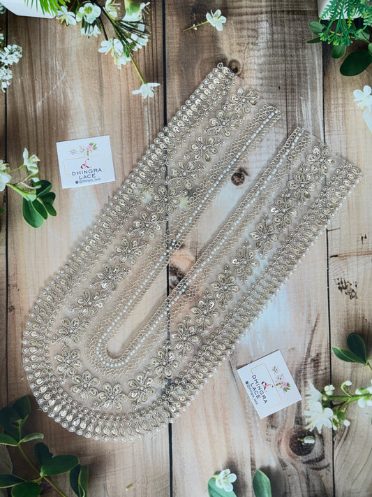 Beautiful Hand Work Kurta Patti Neck Patch Light Gold 231225
