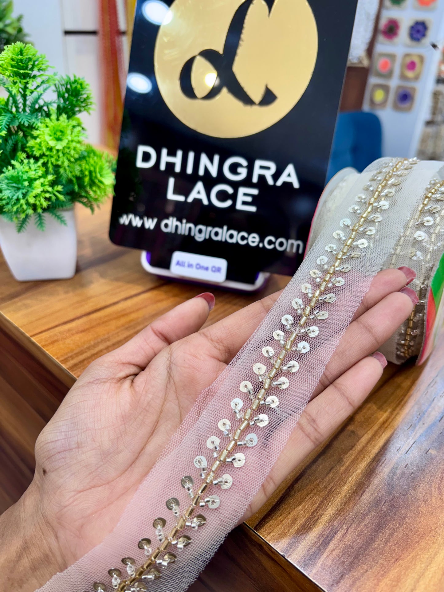 Beautiful Net Based Cutdana Work Lace 201125