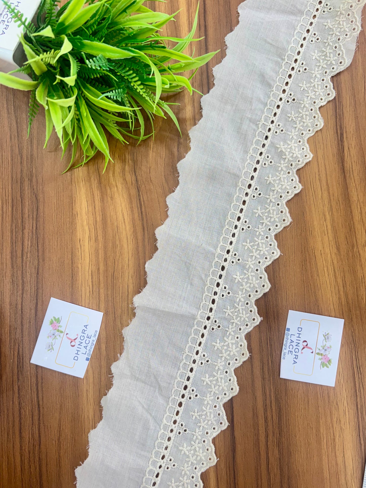 Beautiful Pure Cotton Hakoba Lace Off White Medium W 3.5 Inches (3 Meters )140426