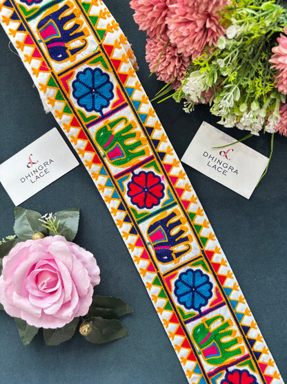 Beautiful Multicolour Gujarati Lace kutch Embroidery 250625
