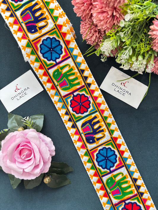 Beautiful Multicolour Gujarati Lace kutch Embroidery 250625