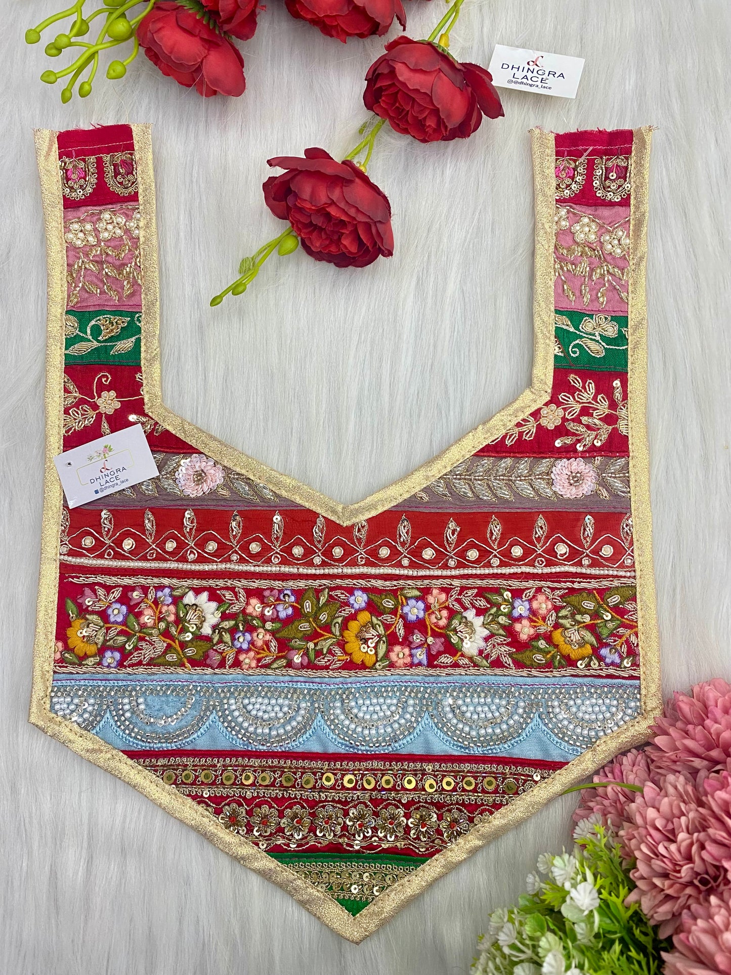 Beautiful Multicolour Zardozi Work Neck Patches 020126
